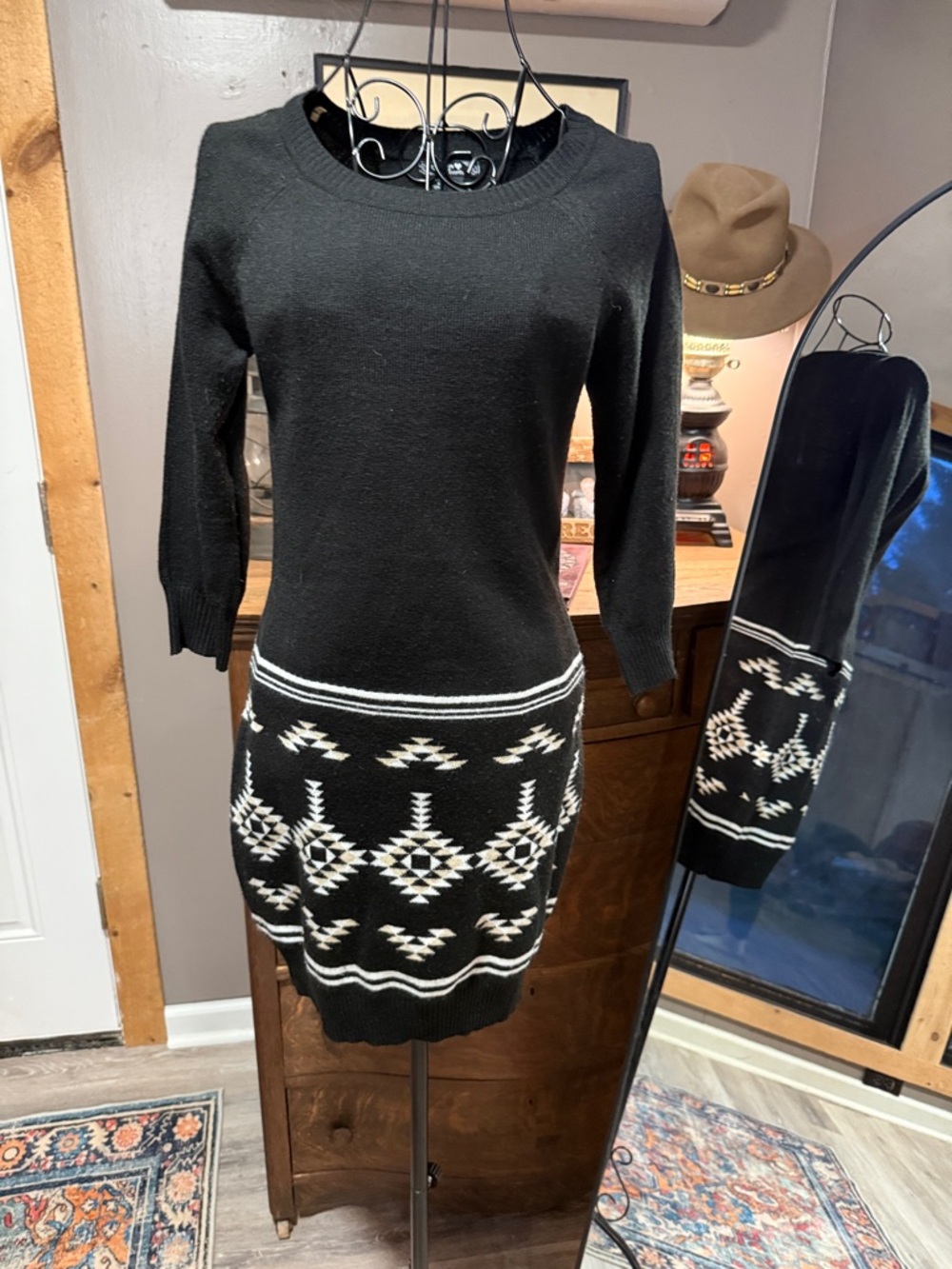Sequin Hearts Black and White Sweater Mini Dress